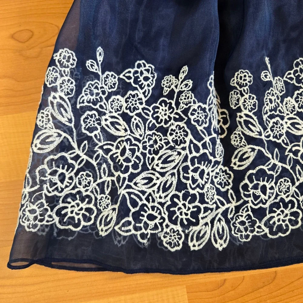 Navy Sheer Embroidered Floral Dress Size 24M Baby Toddler Classic‎ Formal Sweet